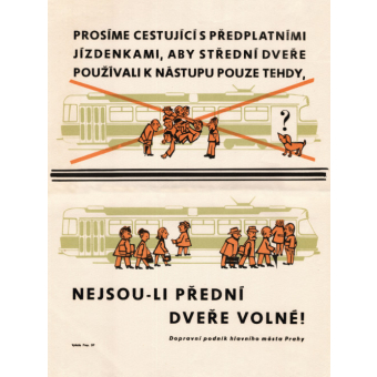 Pohlednice s retro motivem Nástup středními dveřmi (1969)