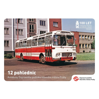 Sada 12 pohlednic pražských autobusů