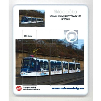 Skládačka (hra) tramvaj Škoda 14T (vánoční tramvaj)