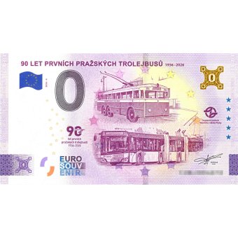 „Bankovka“ Euro Souvenir 90 let prvních pražských trolejbusů