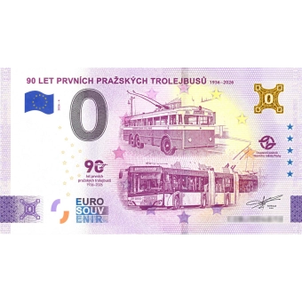 „Bankovka“ Euro Souvenir 90 let prvních pražských trolejbusů