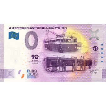„Bankovka“ Euro Souvenir 90 let prvních pražských trolejbusů