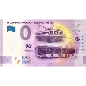 „Bankovka“ Euro Souvenir 90 let prvních pražských trolejbusů