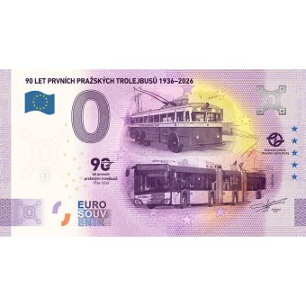 „Bankovka“ Euro Souvenir 90 let prvních pražských trolejbusů