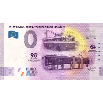 „Bankovka“ Euro Souvenir 90 let prvních pražských trolejbusů