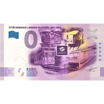 „Bankovka“ Euro Souvenir Čtyři generace lanovky na Petřín