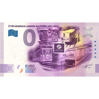 „Bankovka“ Euro Souvenir Čtyři generace lanovky na Petřín