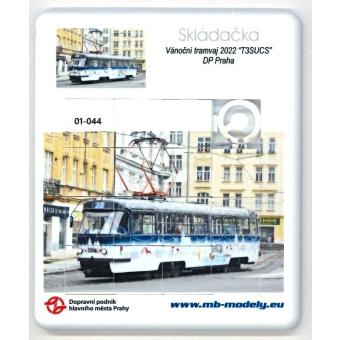 Skládačka (hra) tramvaj ČKD Tatra T3 SUCS (vánoční tramvaj)