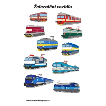 Samolepky Železniční vozidla (10 ks, arch A5)