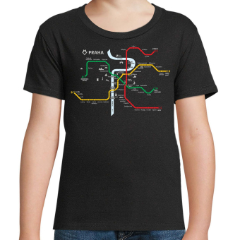 Dětské triko se schématem pražského metra | černé