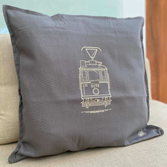 Šedý povlak na polštář tramvaj Ringhoffer