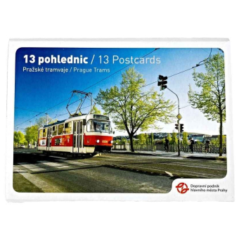 Sada 13 pohlednic pražských tramvají