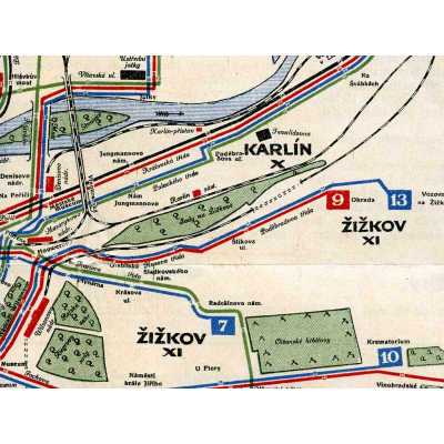                             Plán tratí pražských elektrických drah 1924                        