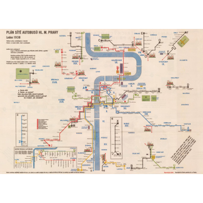                             Plán sítě autobusů hl. m. Prahy 1938                        
