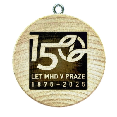                             Dřevěná turistická známka 150 let MHD v Praze 1875–2025                        