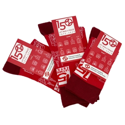                             Ponožky 150 let MHD v Praze 1875–2025 | červené                        