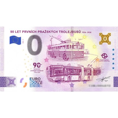                             „Bankovka“ Euro Souvenir 90 let prvních pražských trolejbusů                        