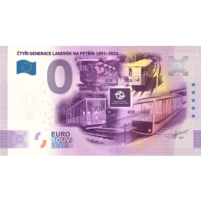                             „Bankovka“ Euro Souvenir Čtyři generace lanovky na Petřín                        