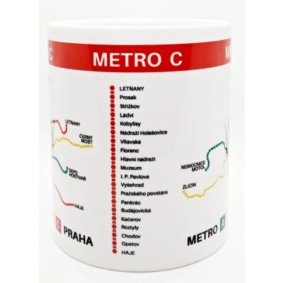                             Hrnek s motivem linky metra C                        