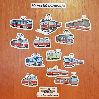                             Samolepky Pražské tramvaje (12 ks, arch A5)                        