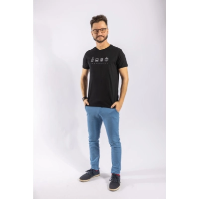                             Černé pánské charitativní triko Klokart (kolekce Transport)                        