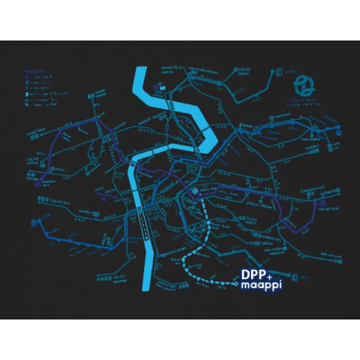                             Černé triko se schématem linek Maappi pro DPP                        
