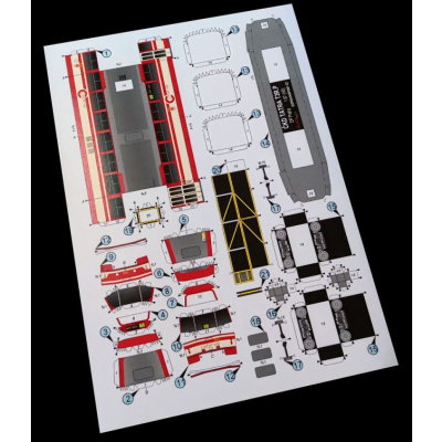                             Papírový model tramvaje ČKD Tatra T3R.P Cvičný vůz („vystřihovánky“)                        