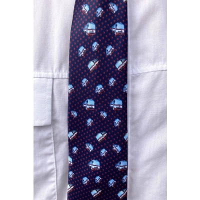                             Modrá kravata s motivem autobusů Karosa                        