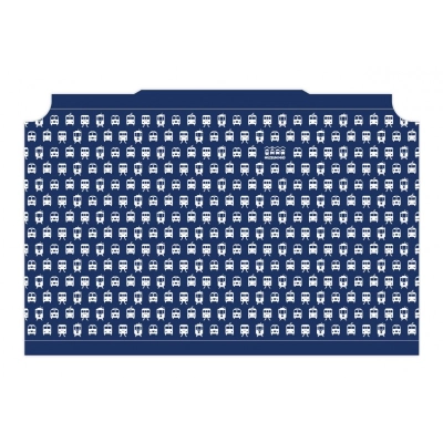                             Modrý nano nákrčník Purtana s piktogramy muzejních vozidel (s 10 nanofiltry)                        