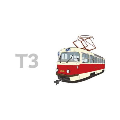                             Plecháček tramvaj ČKD Tatra T3 (ev. č. 7001)                        