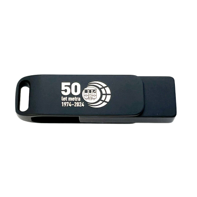 USB flash disk s logem DPP a logem výročí 50 let metra 1974–2024                    