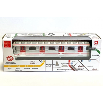 Kovové pražské metro s logem