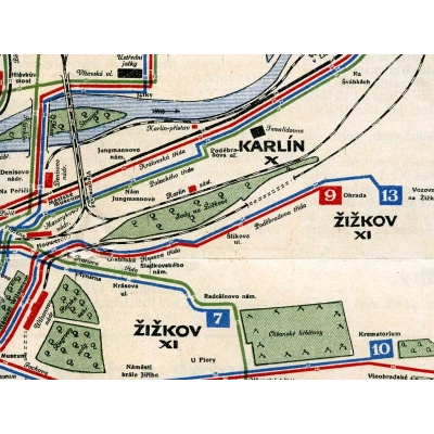 Plán tratí pražských elektrických drah 1924