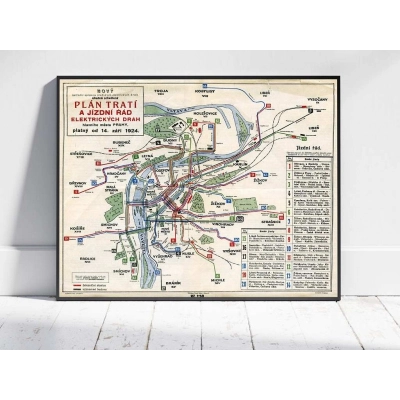 Plán tratí pražských elektrických drah 1924