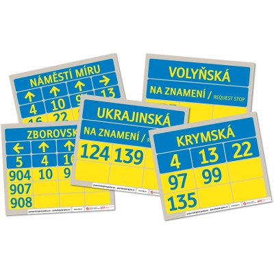 Sada 5 charitativních zastávkových tabel pro Ukrajinu                    