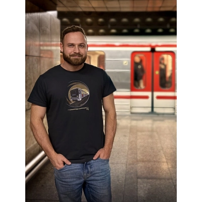Antracitové triko metro 81-71 (barevný potisk)                    