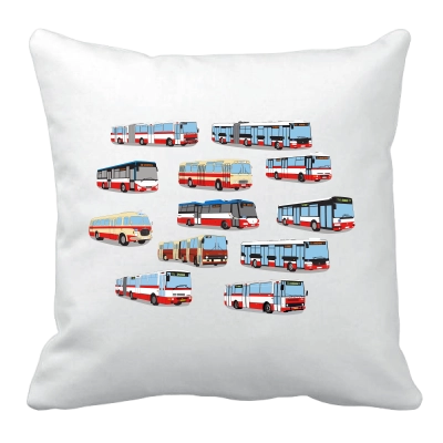 Polštář s obrázky pražských autobusů                    