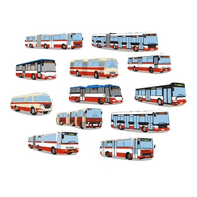Polštář s obrázky pražských autobusů