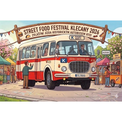 Historickým autobusem Škoda 706 RTO na street food festival v Klecanech                    