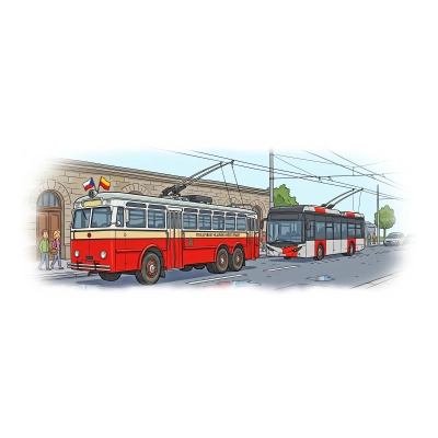 Plecháček historický a moderní trolejbus