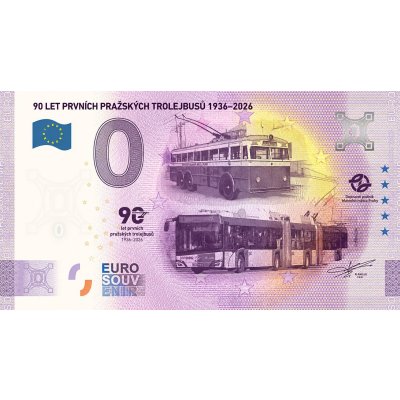 „Bankovka“ Euro Souvenir 90 let prvních pražských trolejbusů