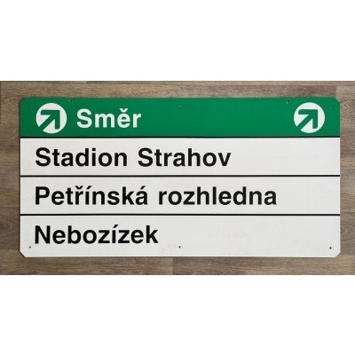 Originální orientační tabule „Stadion Strahov Petřínská rozhledna Nebozízek“