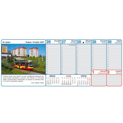 Stolní kalendář Tramvaje a lanovky MHD 2027