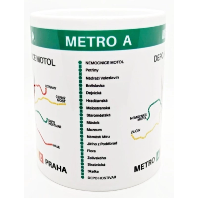 Hrnek s motivem linky metra A
