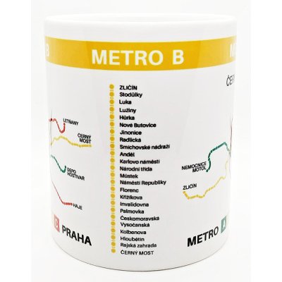 Hrnek s motivem linky metra B