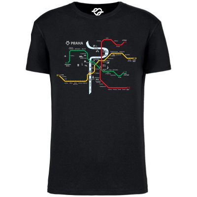 Triko se schématem pražského metra | černé                    
