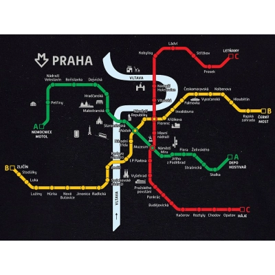 Triko se schématem pražského metra | černé