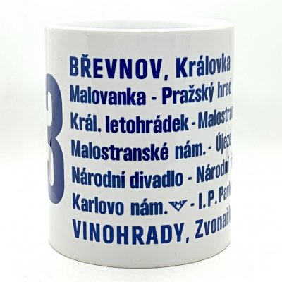 Hrnek tramvajová orientace s trasou linky 23