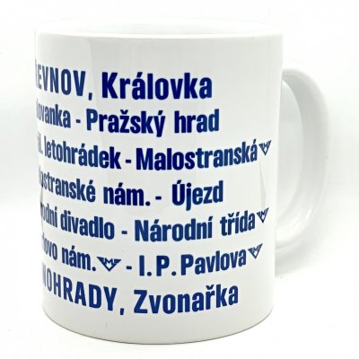 Hrnek tramvajová orientace s trasou linky 23