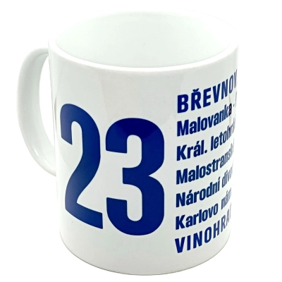 Hrnek tramvajová orientace s trasou linky 23                    